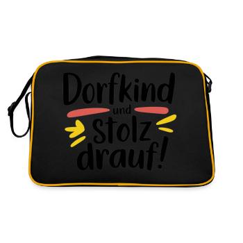 Dorfkind und stolz drauf! - Retro Tasche - Schwarz/Gold - Hinten