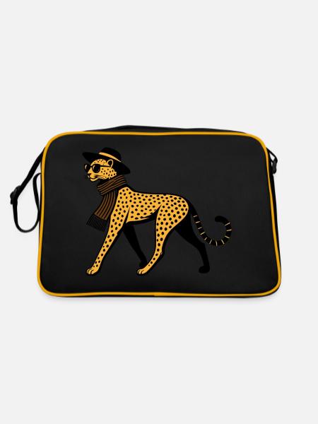 Leoparden-Chic - Retro Tasche - Schwarz/Gold - Hinten
