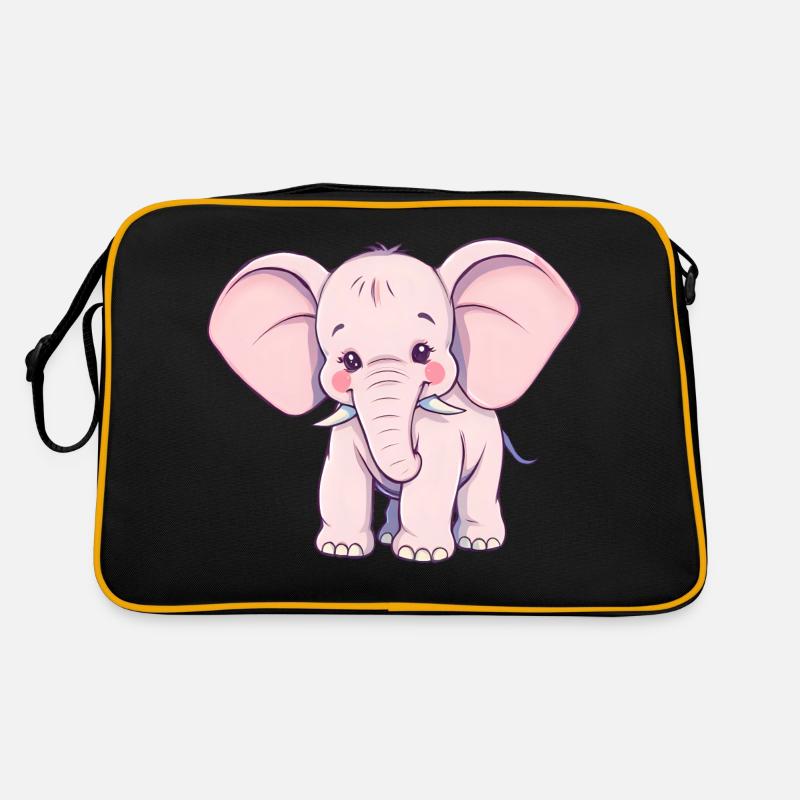 Playful Pink Elephant with Blue Tail Retro Bag