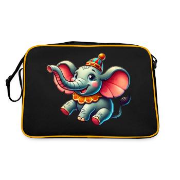 Elefant Zirkus - Retro Tasche - Schwarz/Gold - Hinten