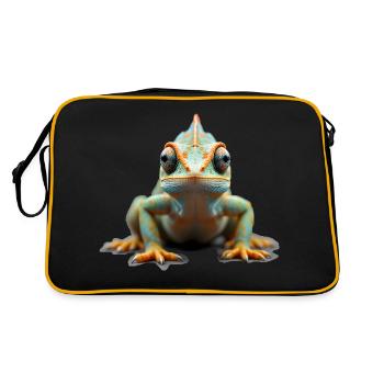 Chameleon realistic reptiles adaptability exotic p - Retro Tasche - Schwarz/Gold - Hinten
