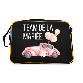 Brautteam - Hochzeitsauto - Retro Tasche - Schwarz/Gold - Hinten