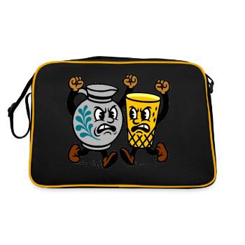 bembel geripptes - Retro Tasche - Schwarz/Gold - Hinten