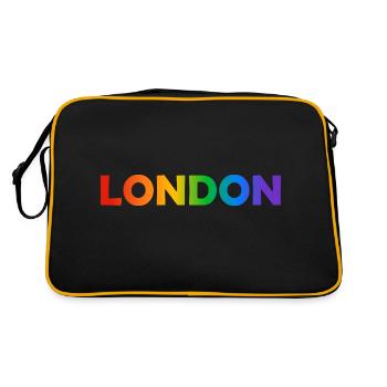 London queer LGBTQ Gay Pride Regenbogen Text - Retro Tasche - Schwarz/Gold - Hinten