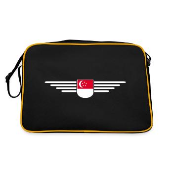 Singapur Fan Outfit Design T Shirt - Retro Tasche - Schwarz/Gold - Hinten