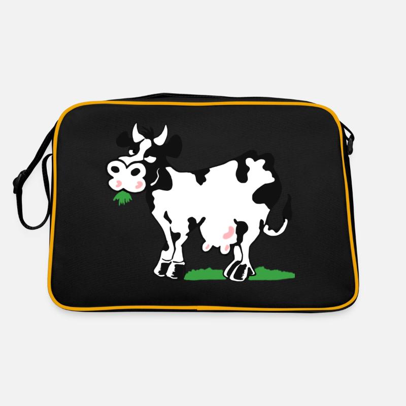 Kuh - Retro Tasche - Schwarz/Gold
