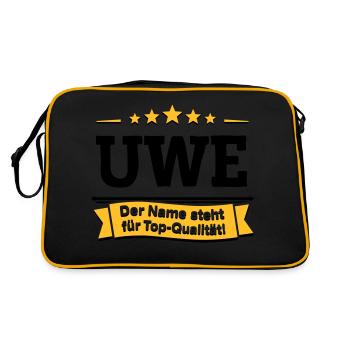 Uwe – Der Name steht für Top-Qualität! - Retro Tasche - Schwarz/Gold - Hinten