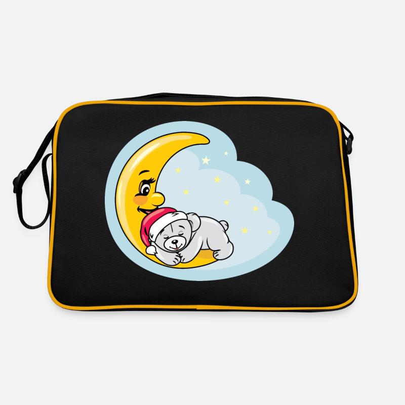 Sleeping teddy bear on the moon Retro Bag
