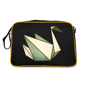 Origami: stolzer Schwan (Pergament-Optik) - Retro Bag - black/gold - Back