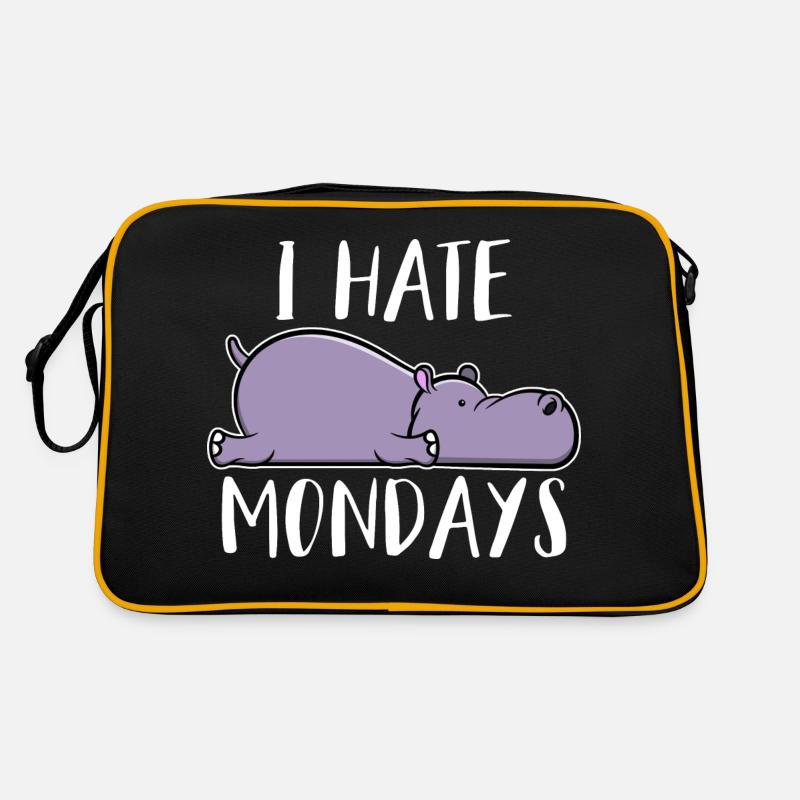 Ich hasse Montag Nilpferd I hate Mondays Bürohumor Retro Tasche