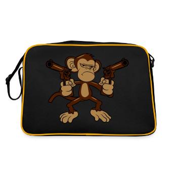 affe Pistolen Waffen - Retro Tasche - Schwarz/Gold - Hinten