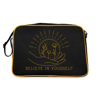 Croyez en vous-même amour de la main du globe terrestre - Sac Retro - noir/or - Dos