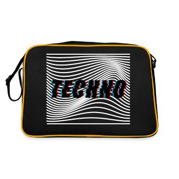 Techno Waves Trippy Psychedelic - Retro Bag - black/gold - Back