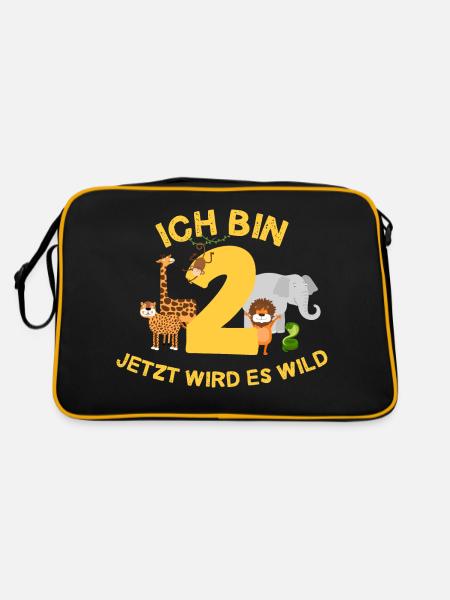 Ich bin 2 Jahre 2. Geburtstag Geschenk - Retro Tasche - Schwarz/Gold - Hinten