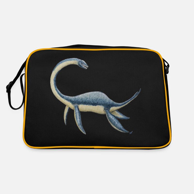 Dinosaurier Plesiosaurus - Retro Tasche - Schwarz/Gold