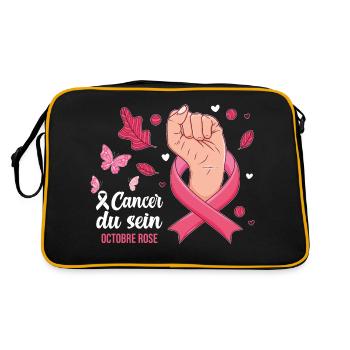 Octobre Rose Cancer du Sein Ruban Cadeau - Sac Retro - noir/or - Dos