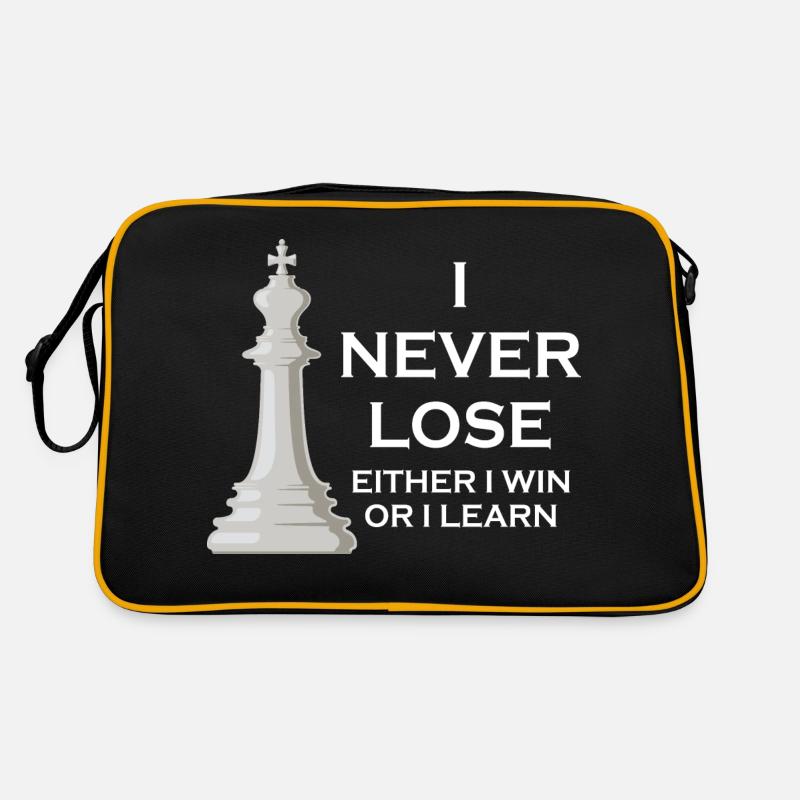 Ich verliere nie, ich gewinne oder ich lerne Schach - Retro Tasche - Schwarz/Gold