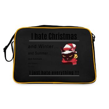 I hate Christmas - Retro Tasche - Schwarz/Gold - Hinten