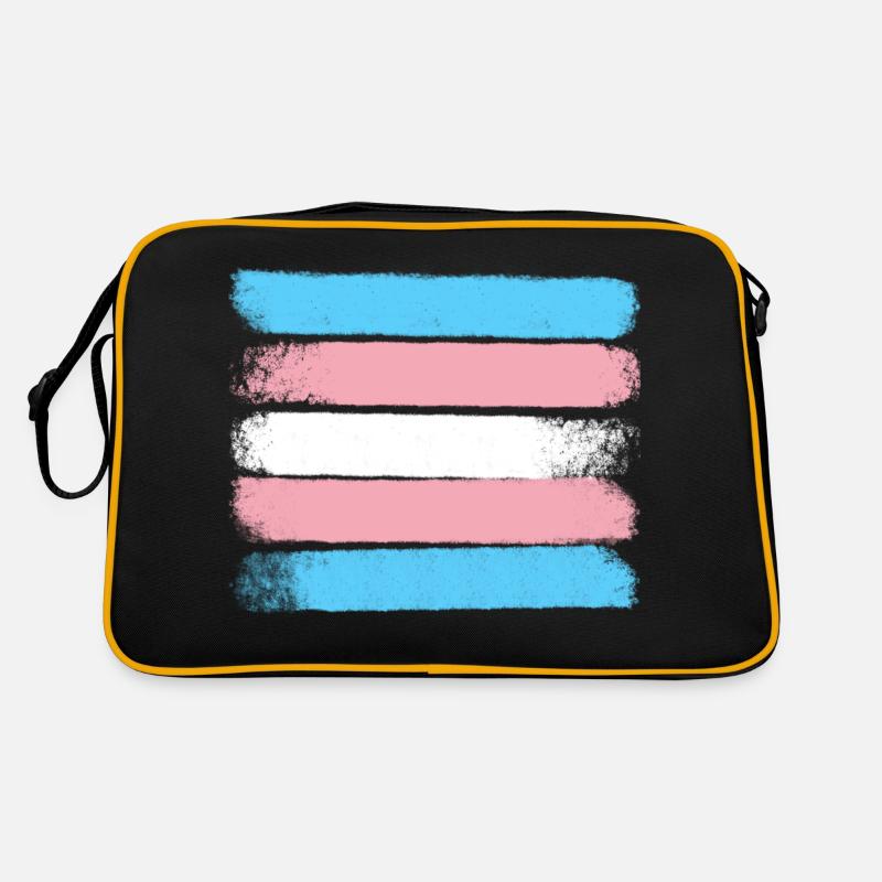 Trans Pride Strokes - Retro Tasche - Schwarz/Gold