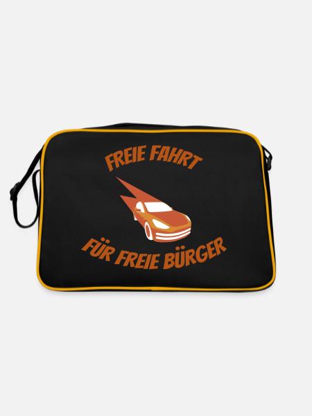 Freie Fahrt für freie Bürger Tempolimit Auto Speed - Retro Tasche - Schwarz/Gold