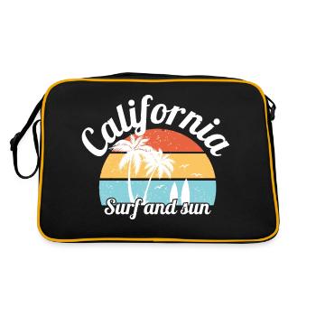 kalifornische Brandung und Sonne - Retro Tasche - Schwarz/Gold - Hinten