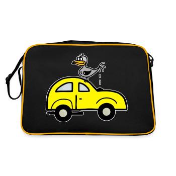 Caca d’oiseau sur la voiture - Humour Satire - Sac Retro - noir/or - Dos