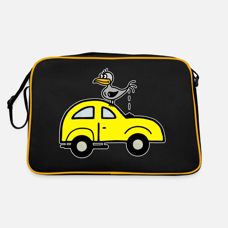 Vogel kackt auf's Auto - Humor Satire Retro Tasche