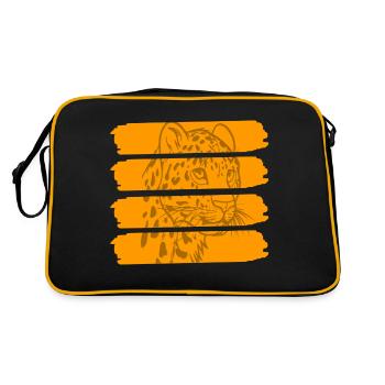 Vintage Leopard Cat Lover Print T-Shirt Present - Retro Bag - black/gold - Back