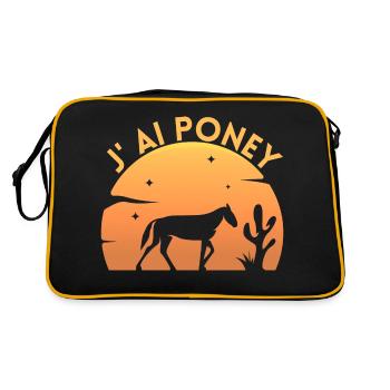 Ich habe Pony - Cavalier Geschenkidee - Retro Tasche - Schwarz/Gold - Hinten
