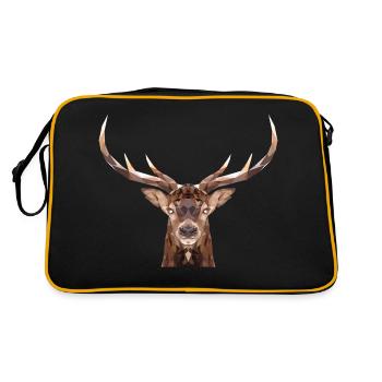 Polygon Hirschkopf mit Geweih und Körper - Retro Tasche - Schwarz/Gold - Hinten