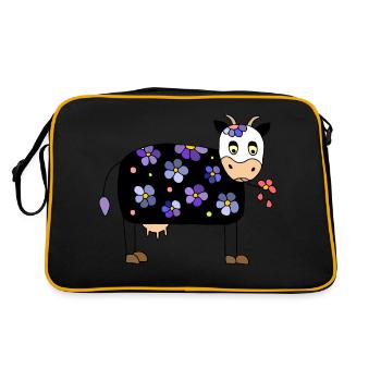 Kuh - Retro Tasche - Schwarz/Gold - Hinten