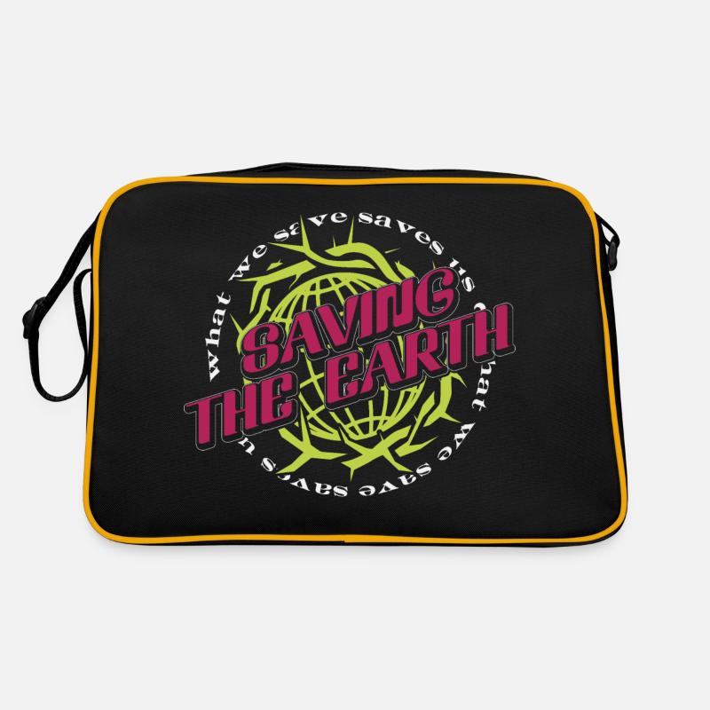 Saving The Earth Dunkel coole shirts at / ch - Retro Tasche - Schwarz/Gold