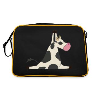 Cow Power Yoga Lover Idée cadeau pour les amateurs de yoga - Sac Retro - noir/or - Dos