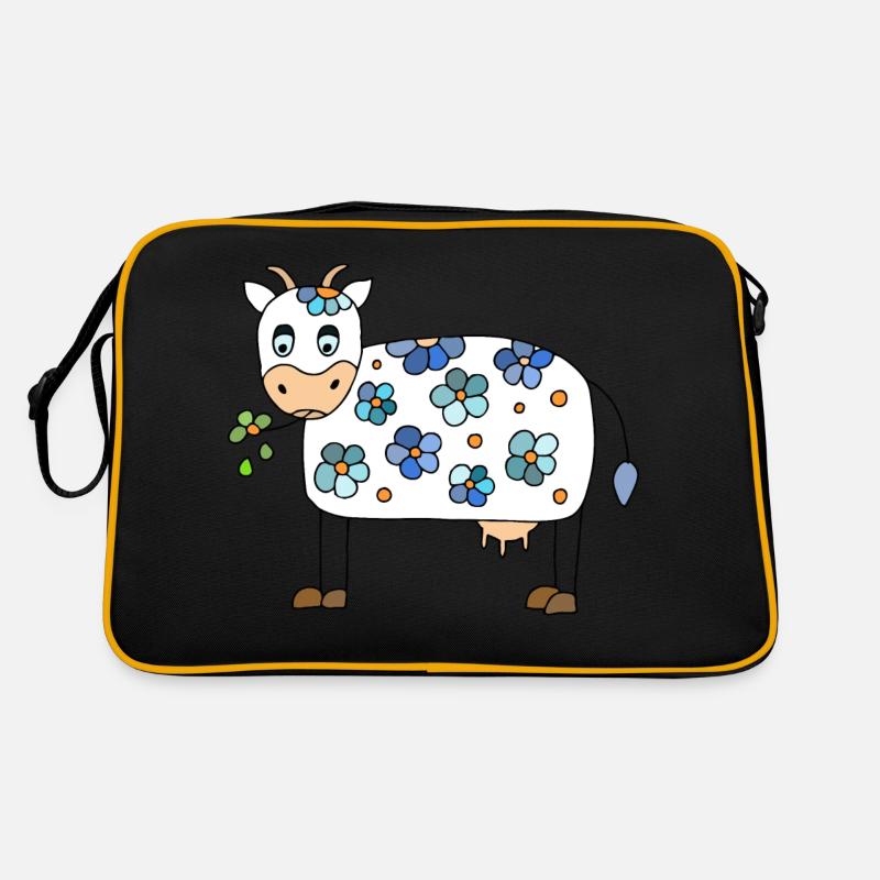 Kuh - Retro Tasche - Schwarz/Gold