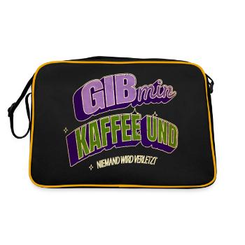 büro geek morgenmuffel süchtig kaffeebohne - Retro Tasche - Schwarz/Gold - Hinten