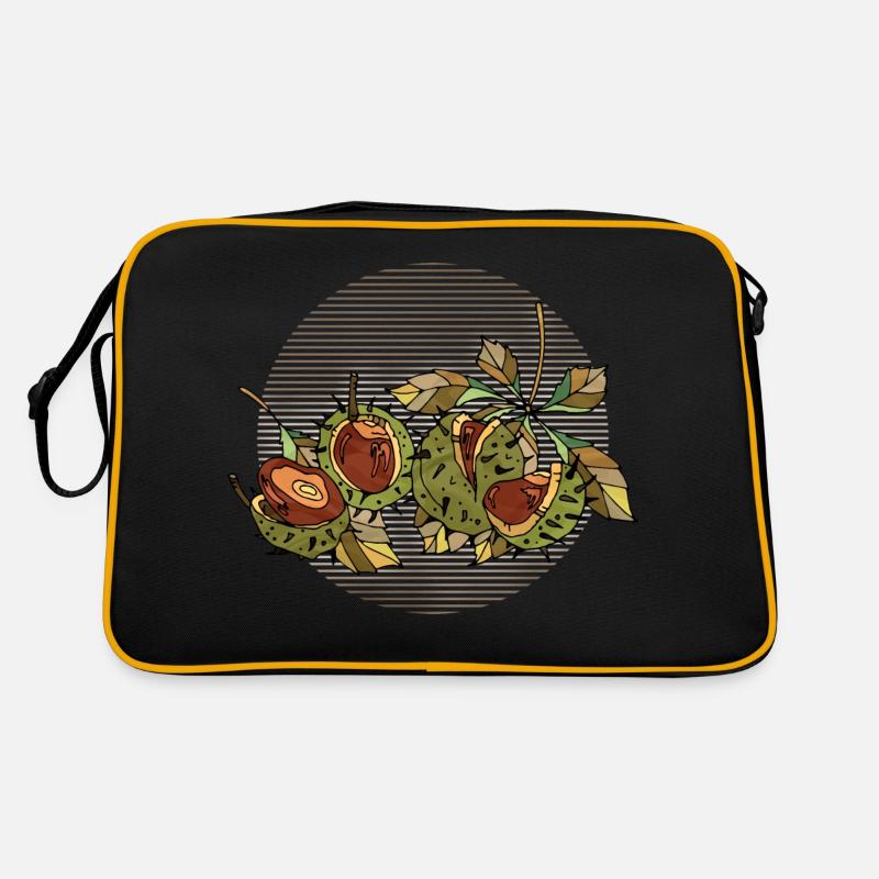 Kastanien - Retro Tasche - Schwarz/Gold