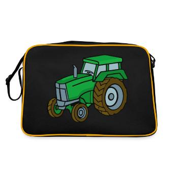 Green Tractor Illustration Kids Gift Idea - Retro Bag - black/gold - Back