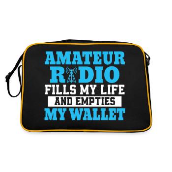 Amateur radio fills my life and empties my wallet - Retro Bag - black/gold - Back
