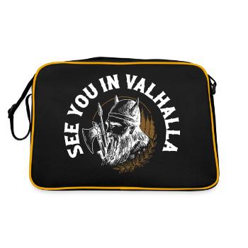 See You In Valhalla Viking Norse - Retro Tasche - Schwarz/Gold - Hinten