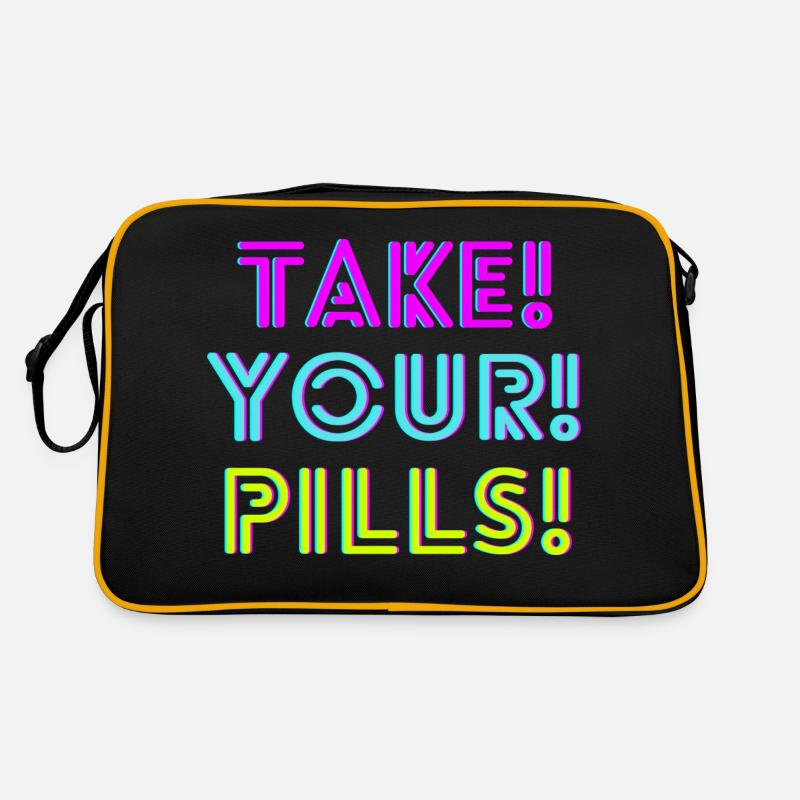 TAKE! YOUR! PILLS! neon - Retro Tasche - Schwarz/Gold