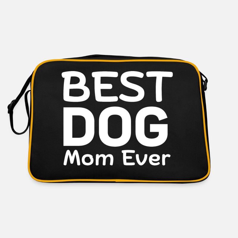 Hund Mama - Retro Tasche - Schwarz/Gold