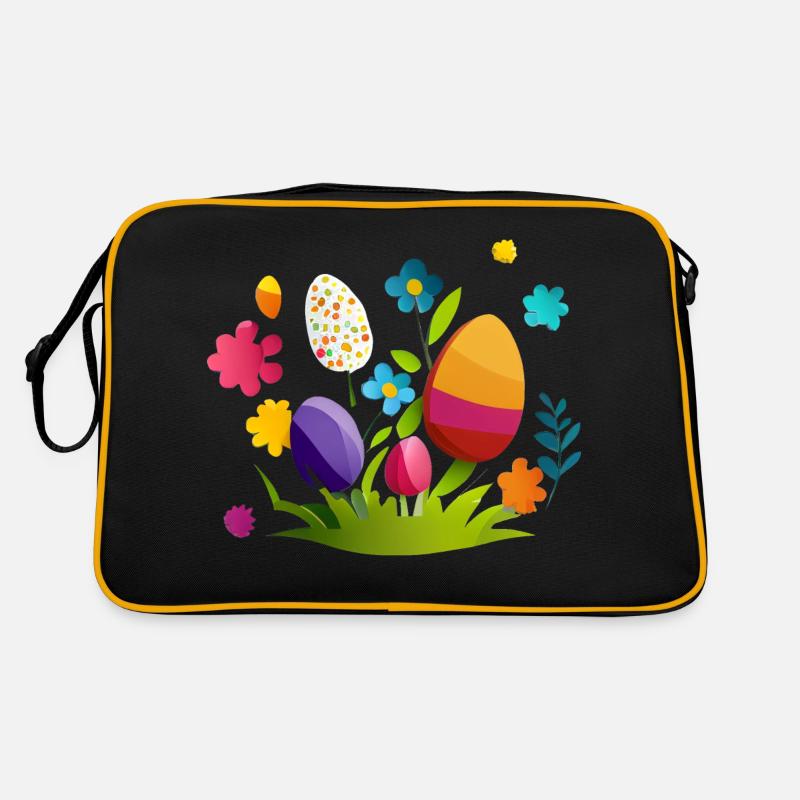 Joli œuf de bébé design pour Pâques et le printemps - Sac Retro - noir/or