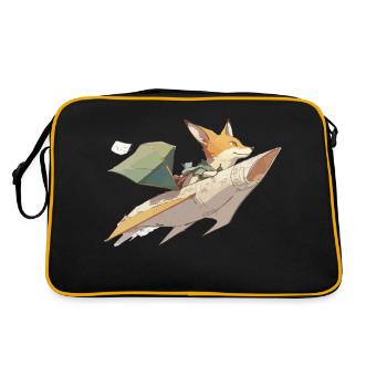 Haki the fox and his paper plane - Retro Bag - black/gold - Back