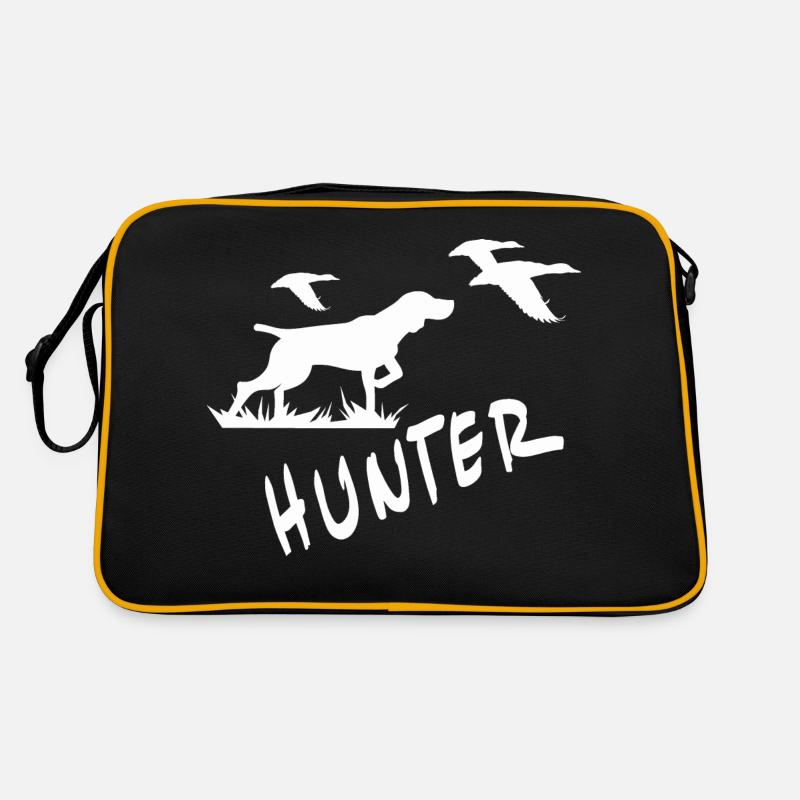 Lettrage de chasseur Symbole Hunter Waidmann avec chien Sac Retro