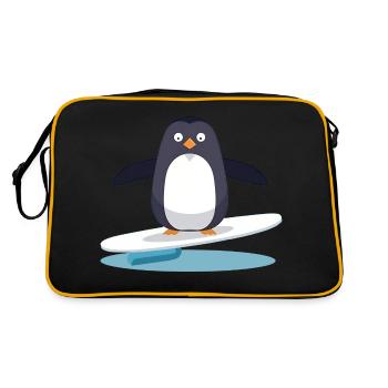 Pingouin de surf mignon sur une planche de surf - Sac Retro - noir/or - Dos