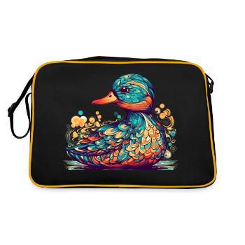 Eine prächtige Ente als schöner Wasservogel - Retro Tasche - Schwarz/Gold - Hinten