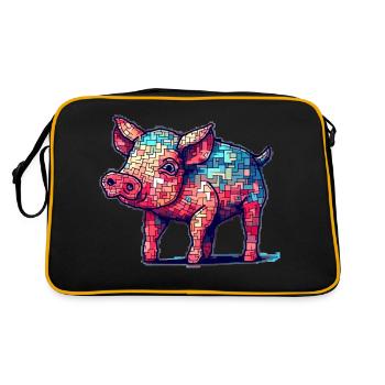 Mignon petit porcelet au look 8 bits - Sac Retro - noir/or - Dos