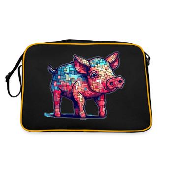 Retro pig in cool 8 bit graphics - Retro Bag - black/gold - Back