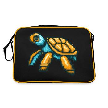 Pixel turtle dans un style 8 bits nostalgique - Sac Retro - noir/or - Dos