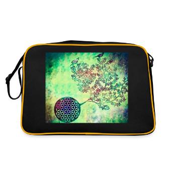 Persian Tree of Life No. 4 - Retro Tasche - Schwarz/Gold - Hinten